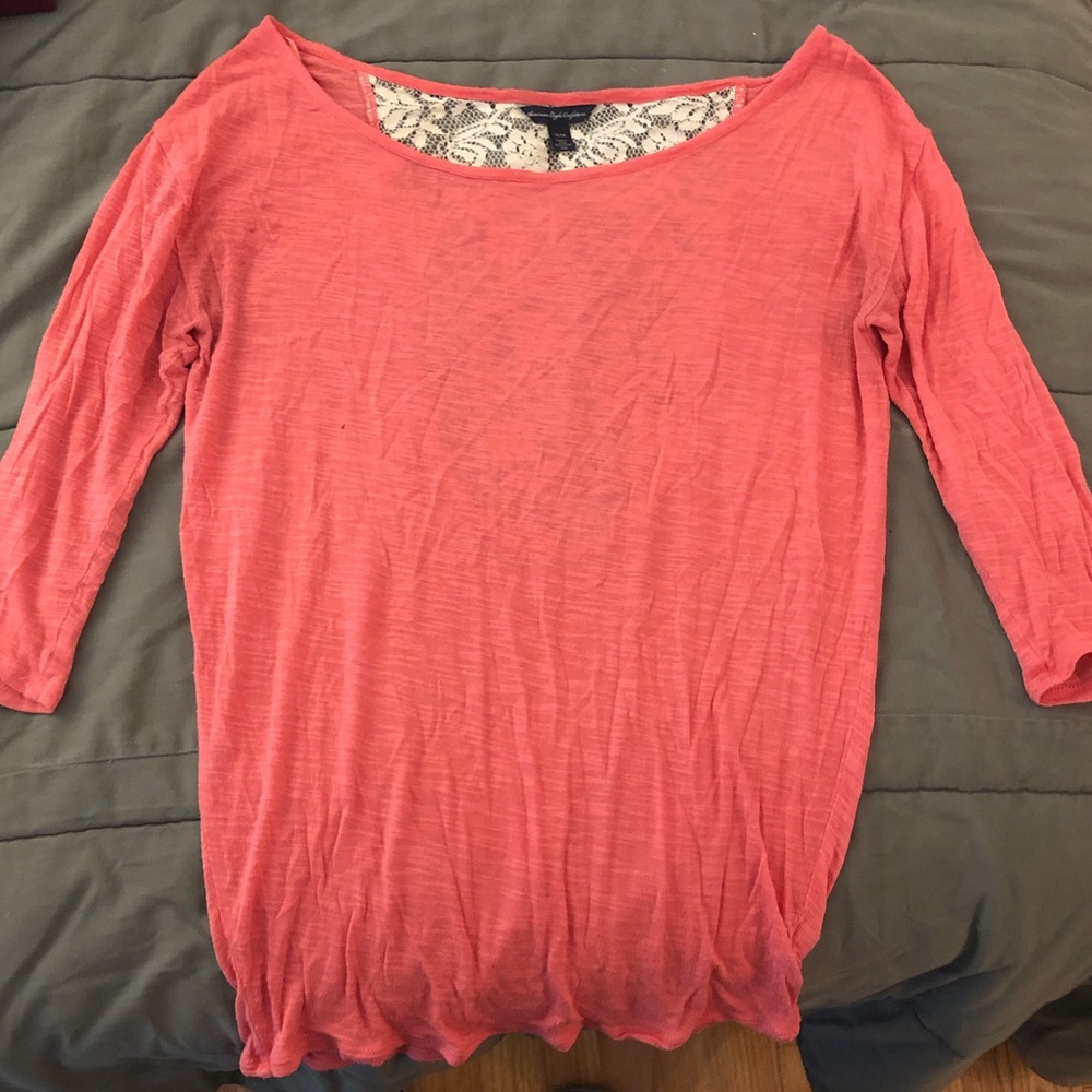 3/4 pink lacy top